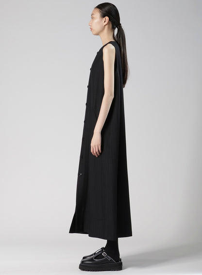 VISCOSE TWEED STRIPE FRONT OPEN DRESS