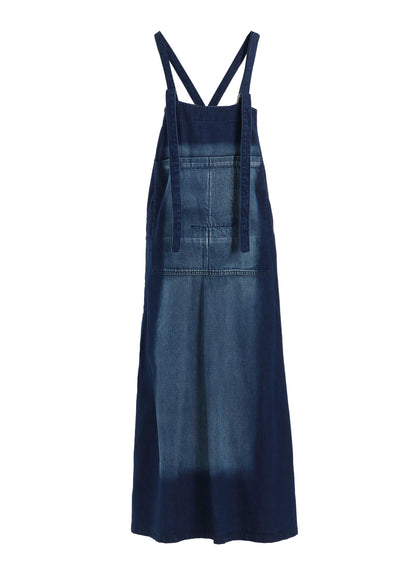 SPOTTED DENIM SALOPETTE SKIRT