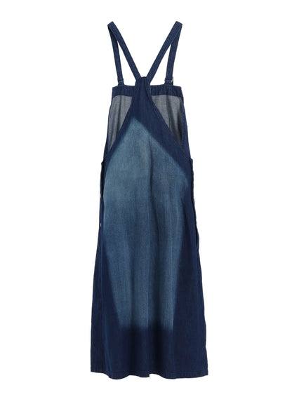SPOTTED DENIM SALOPETTE SKIRT