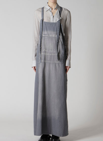 SPOTTED DENIM SALOPETTE SKIRT