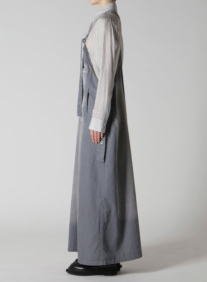 SPOTTED DENIM SALOPETTE SKIRT
