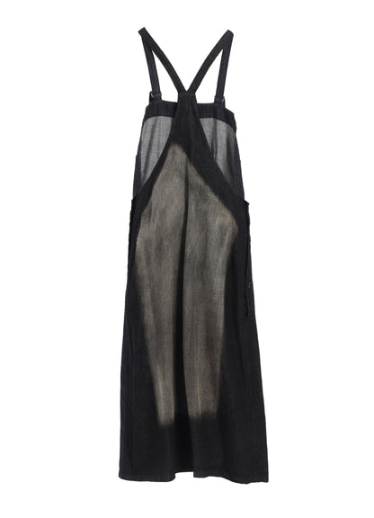 SPOTTED DENIM SALOPETTE SKIRT