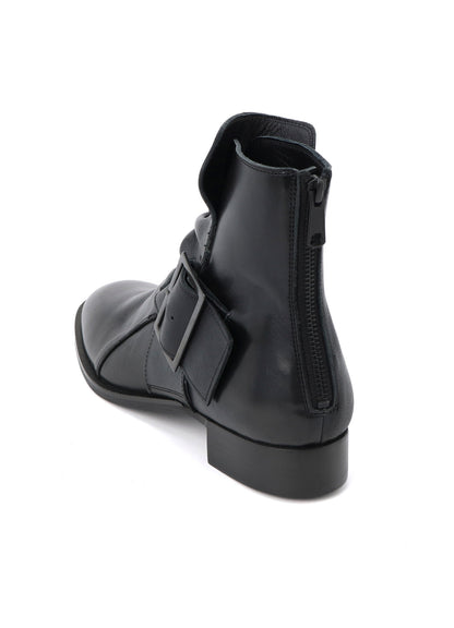 SEMI-MATTE LEATHER BELTED BOOTS