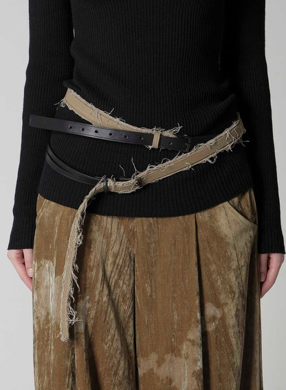 LEATHER/COTTON TWILL DOUBLE BELT