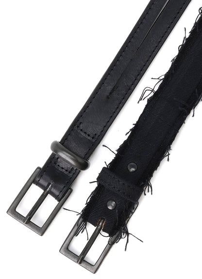 LEATHER/COTTON TWILL DOUBLE BELT