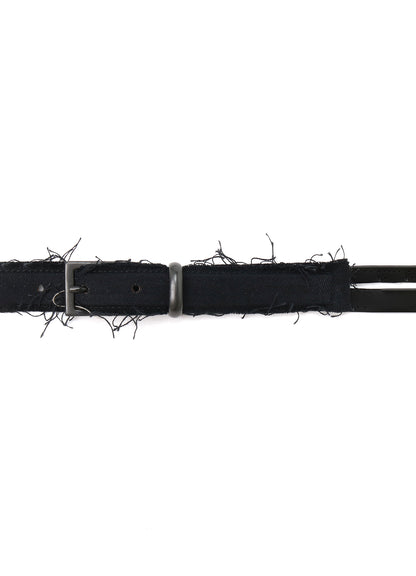 LEATHER/COTTON TWILL DOUBLE BELT