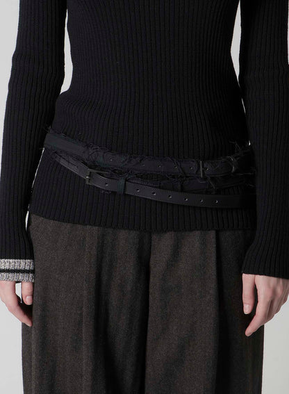 LEATHER/COTTON TWILL DOUBLE BELT