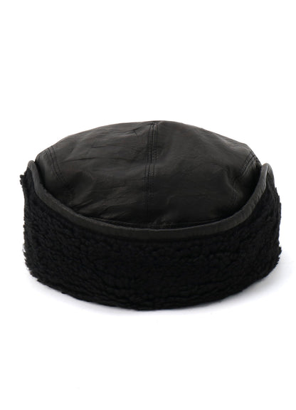 SOFT LEATHER EAR MUFF CAP