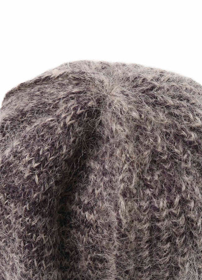 MOHAIR WOOL COMBINATION KNIT BEANIE
