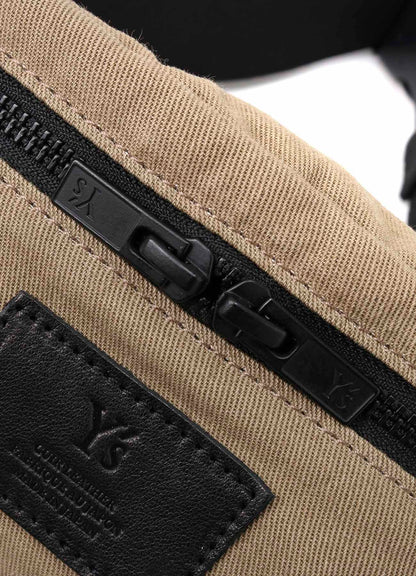 COTTON LINEN TWILL / LEATHER CROSSBODY BAG