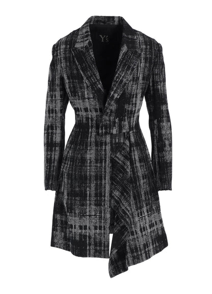 FADED PLAID JACQUARD LEFT FRON CLOTH JACKET