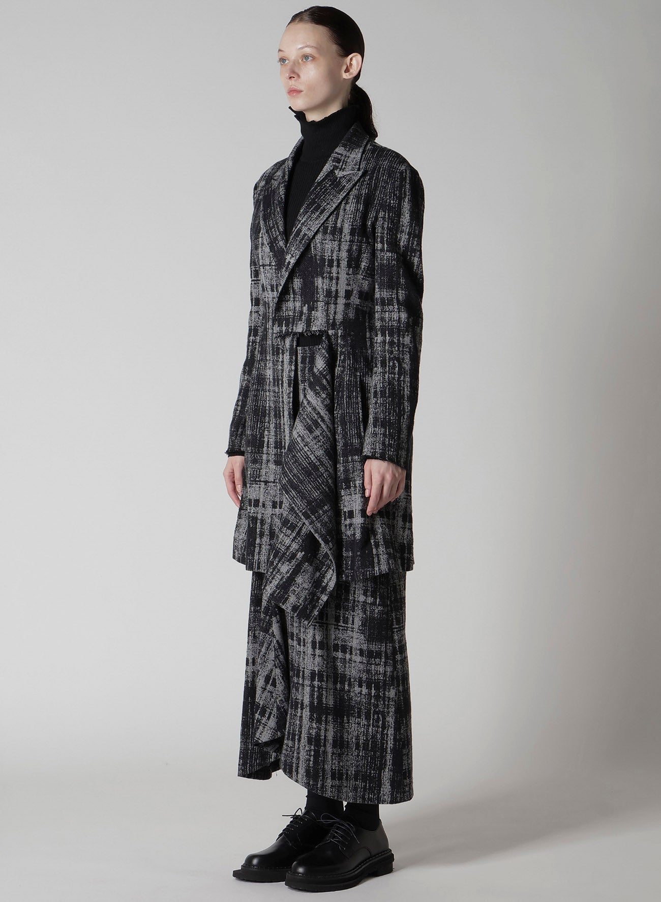 FADED PLAID JACQUARD LEFT FRON CLOTH JACKET