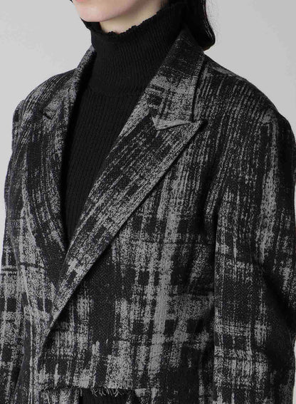 FADED PLAID JACQUARD LEFT FRON CLOTH JACKET
