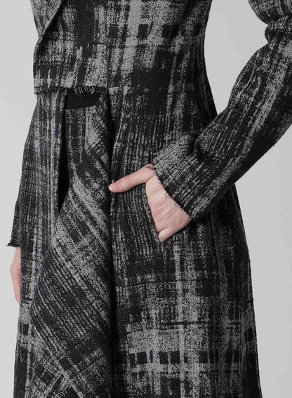FADED PLAID JACQUARD LEFT FRON CLOTH JACKET