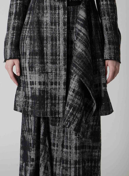 FADED PLAID JACQUARD LEFT FRON CLOTH JACKET