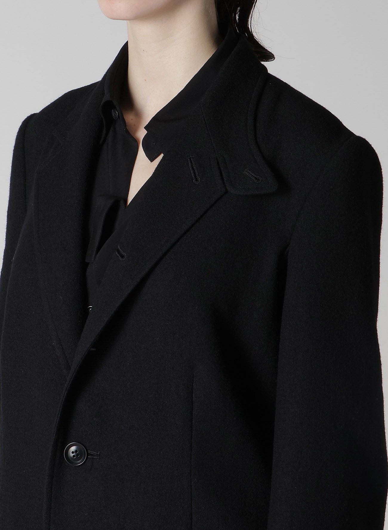 MILLING WOOL SERGE PEAKED LAPEL JACKET
