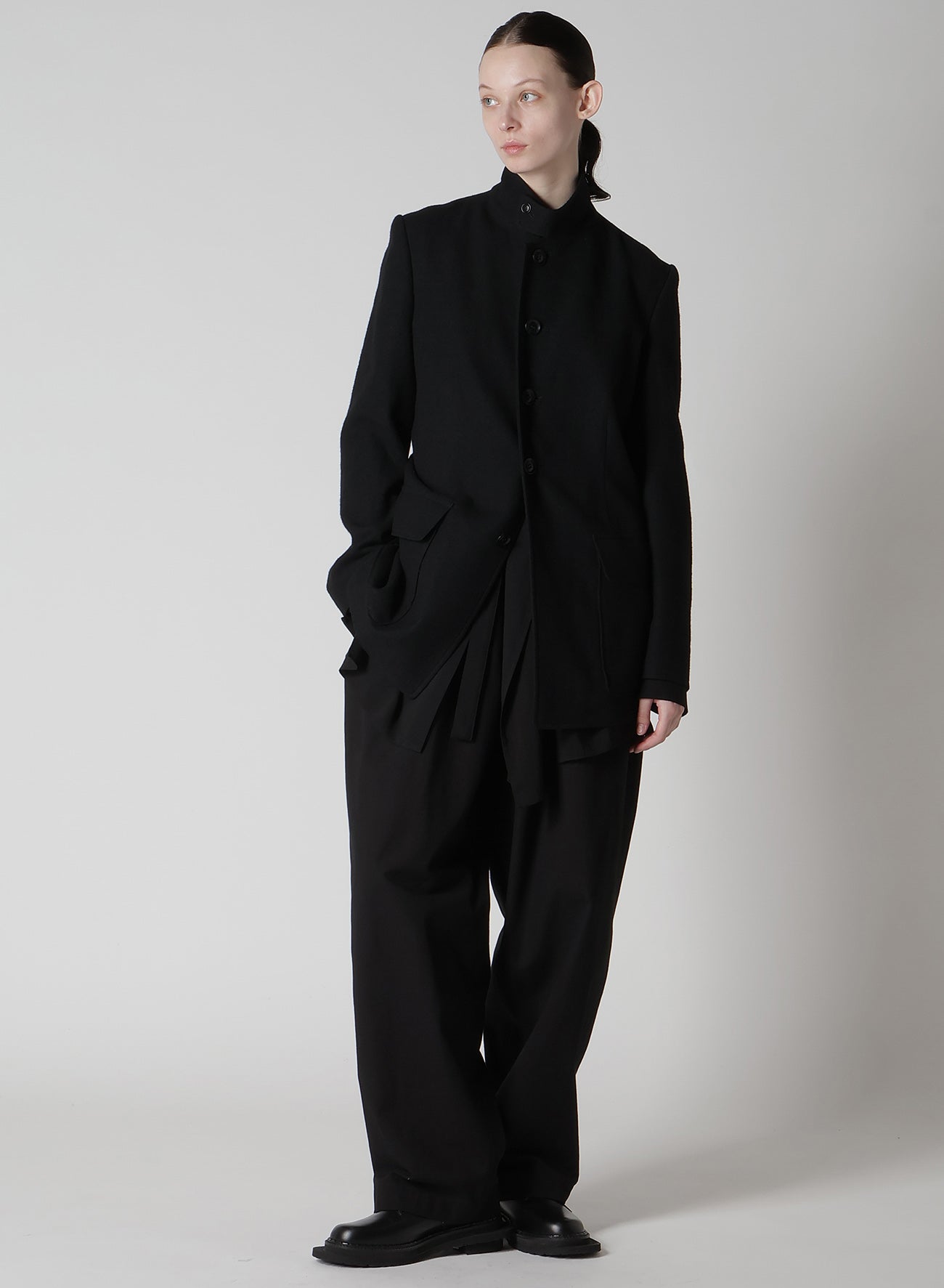 MILLING WOOL SERGE PEAKED LAPEL JACKET