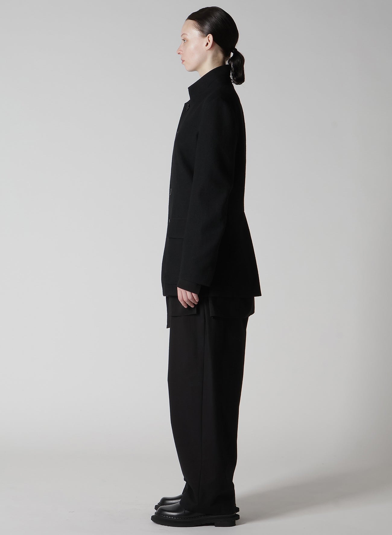 MILLING WOOL SERGE PEAKED LAPEL JACKET