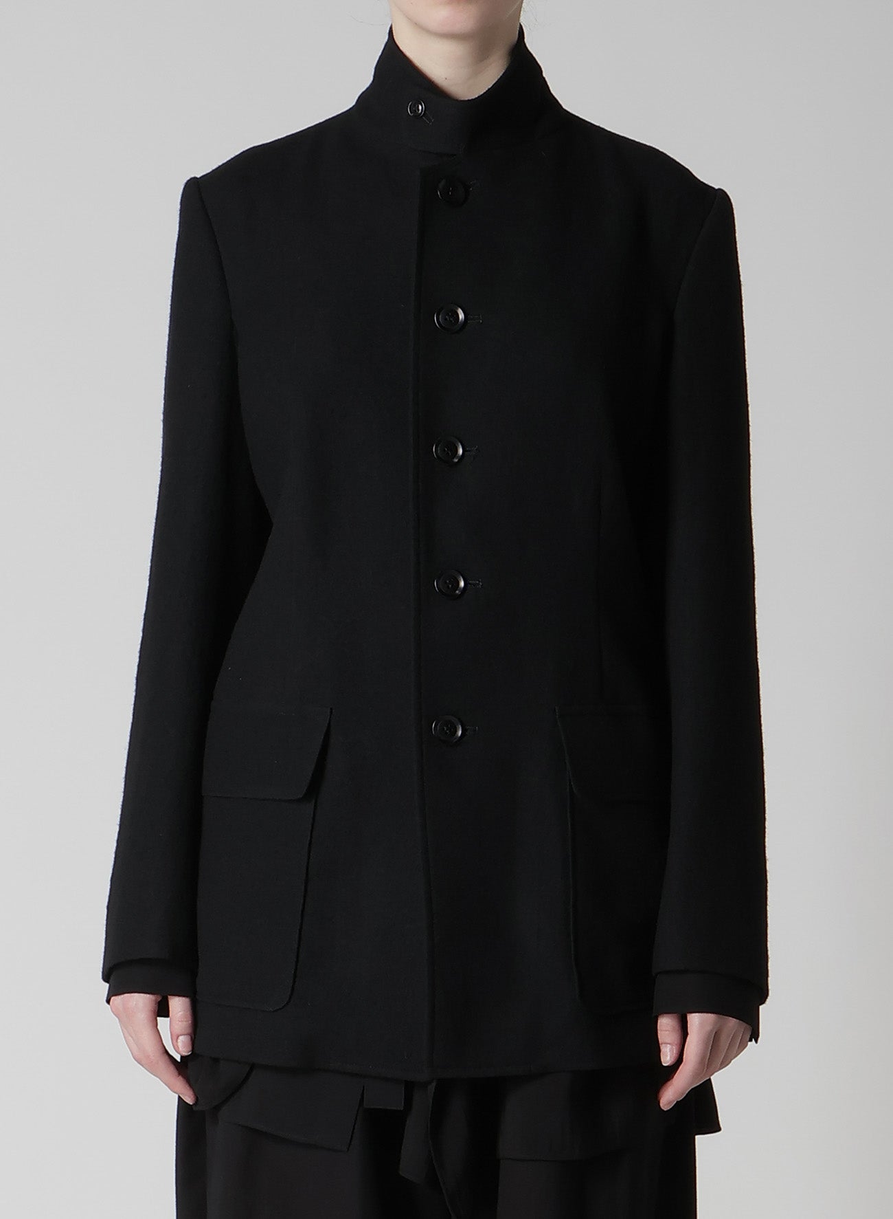 MILLING WOOL SERGE PEAKED LAPEL JACKET