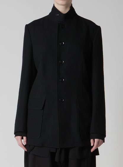MILLING WOOL SERGE PEAKED LAPEL JACKET