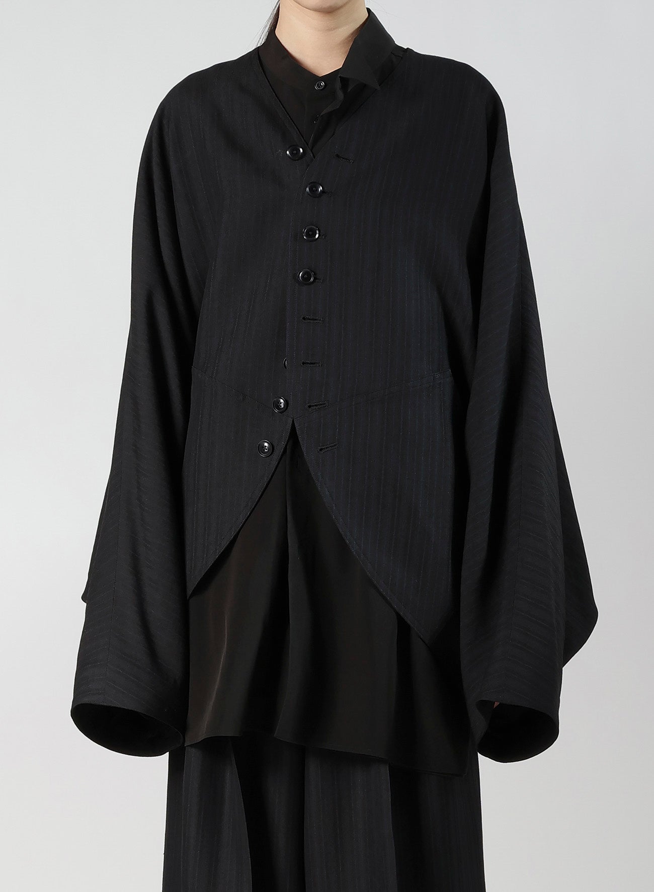 VISCOSE TWEED STRIPE DOLMAN SLEEVE JACKET