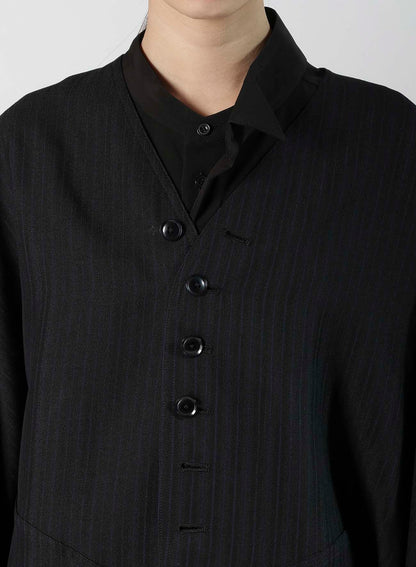 VISCOSE TWEED STRIPE DOLMAN SLEEVE JACKET