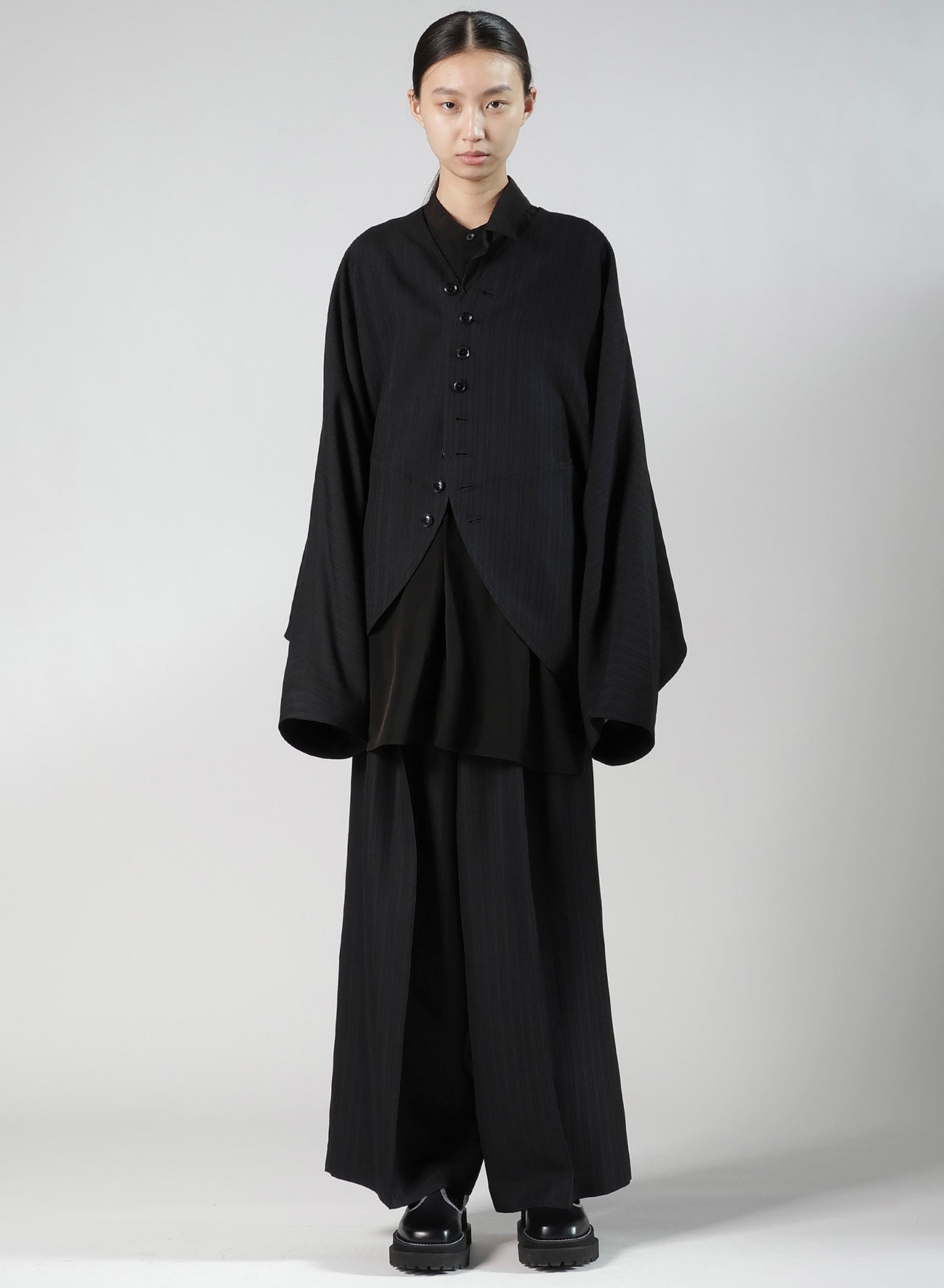 VISCOSE TWEED STRIPE DOLMAN SLEEVE JACKET
