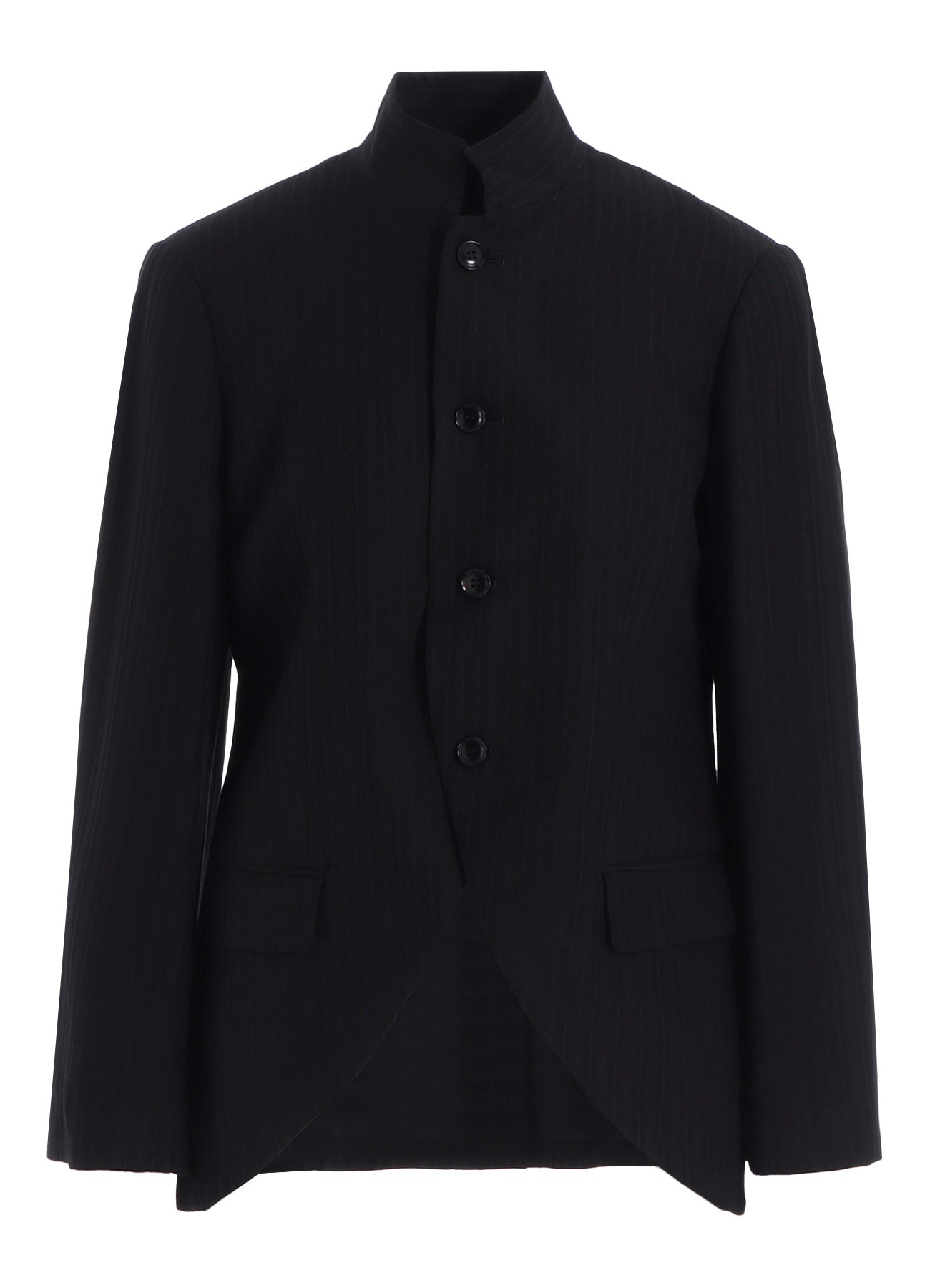 VISCOSE TWEED STRIPE STAND COLLAR JACKET