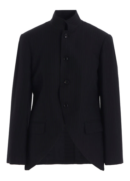 VISCOSE TWEED STRIPE STAND COLLAR JACKET