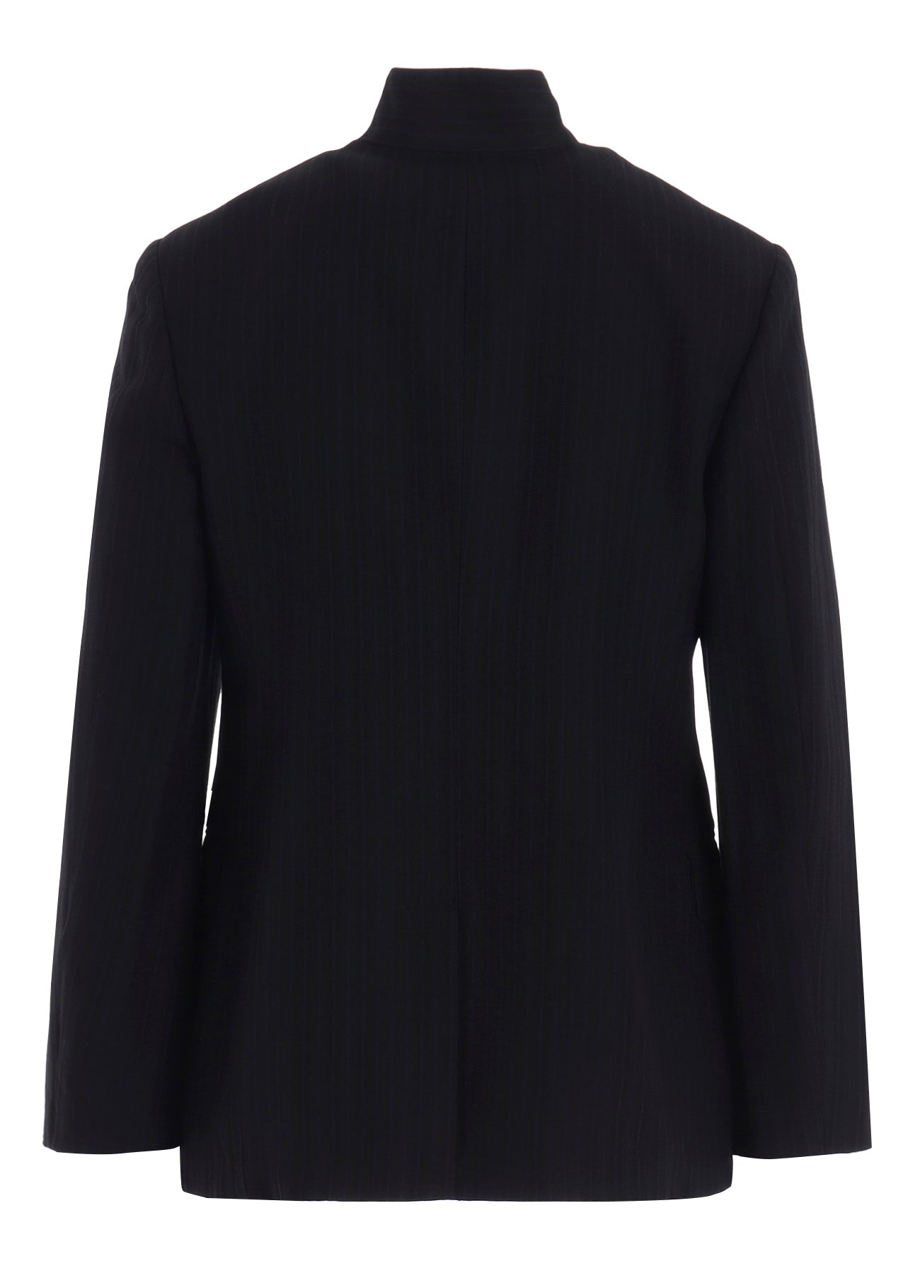VISCOSE TWEED STRIPE STAND COLLAR JACKET