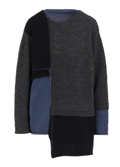 PATCHWORK CREW NECK PULLOVER