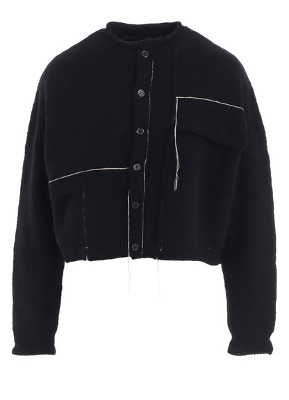 PATCHWORK CREW NECK CARDIGAN