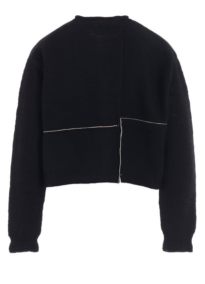 PATCHWORK CREW NECK CARDIGAN