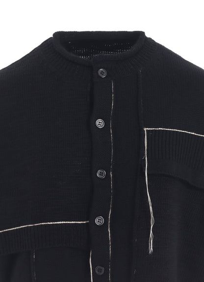 PATCHWORK CREW NECK CARDIGAN