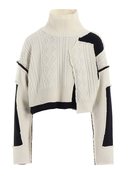 DECONSTRUCTED DESIGN CABLE KNIT PULLOVER