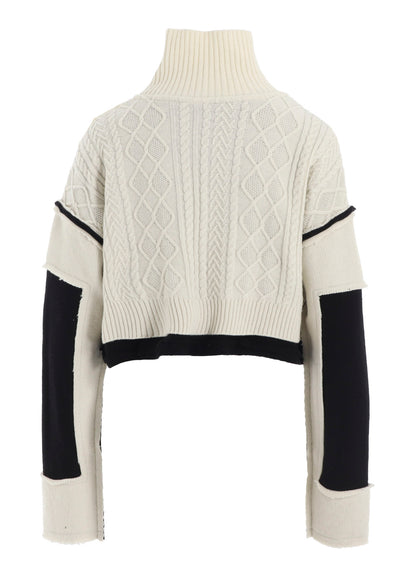 DECONSTRUCTED DESIGN CABLE KNIT PULLOVER