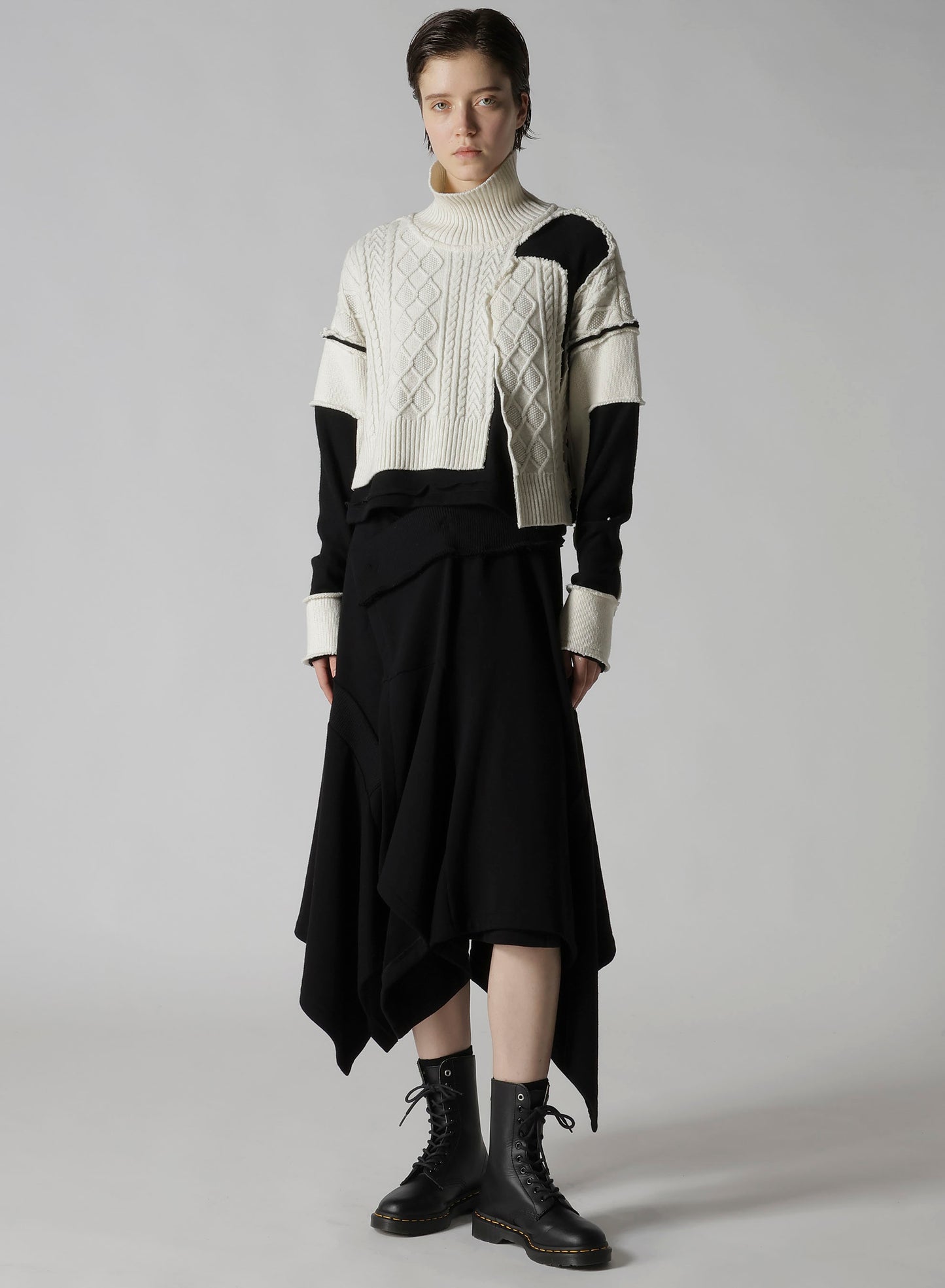 DECONSTRUCTED DESIGN CABLE KNIT PULLOVER