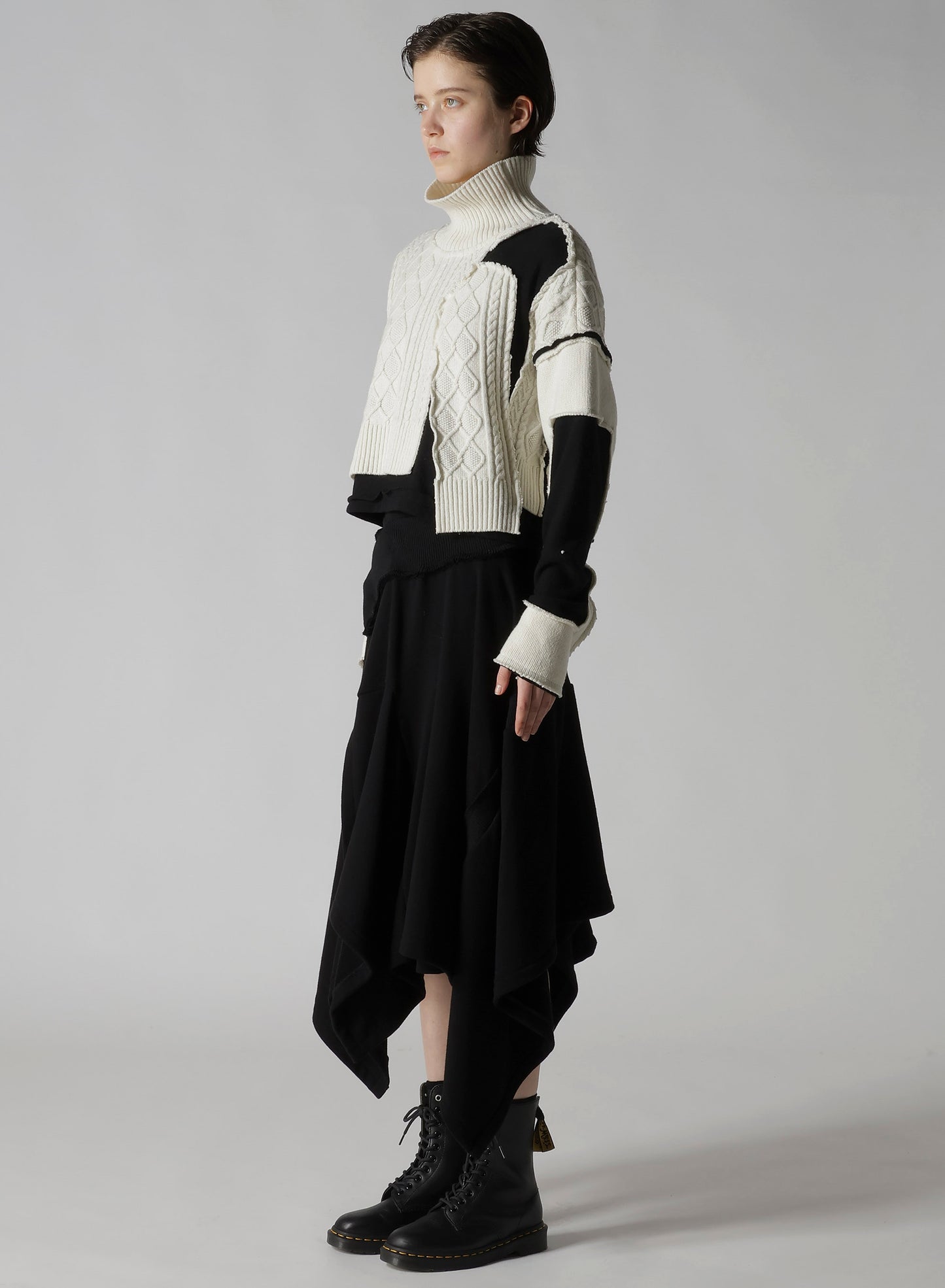 DECONSTRUCTED DESIGN CABLE KNIT PULLOVER