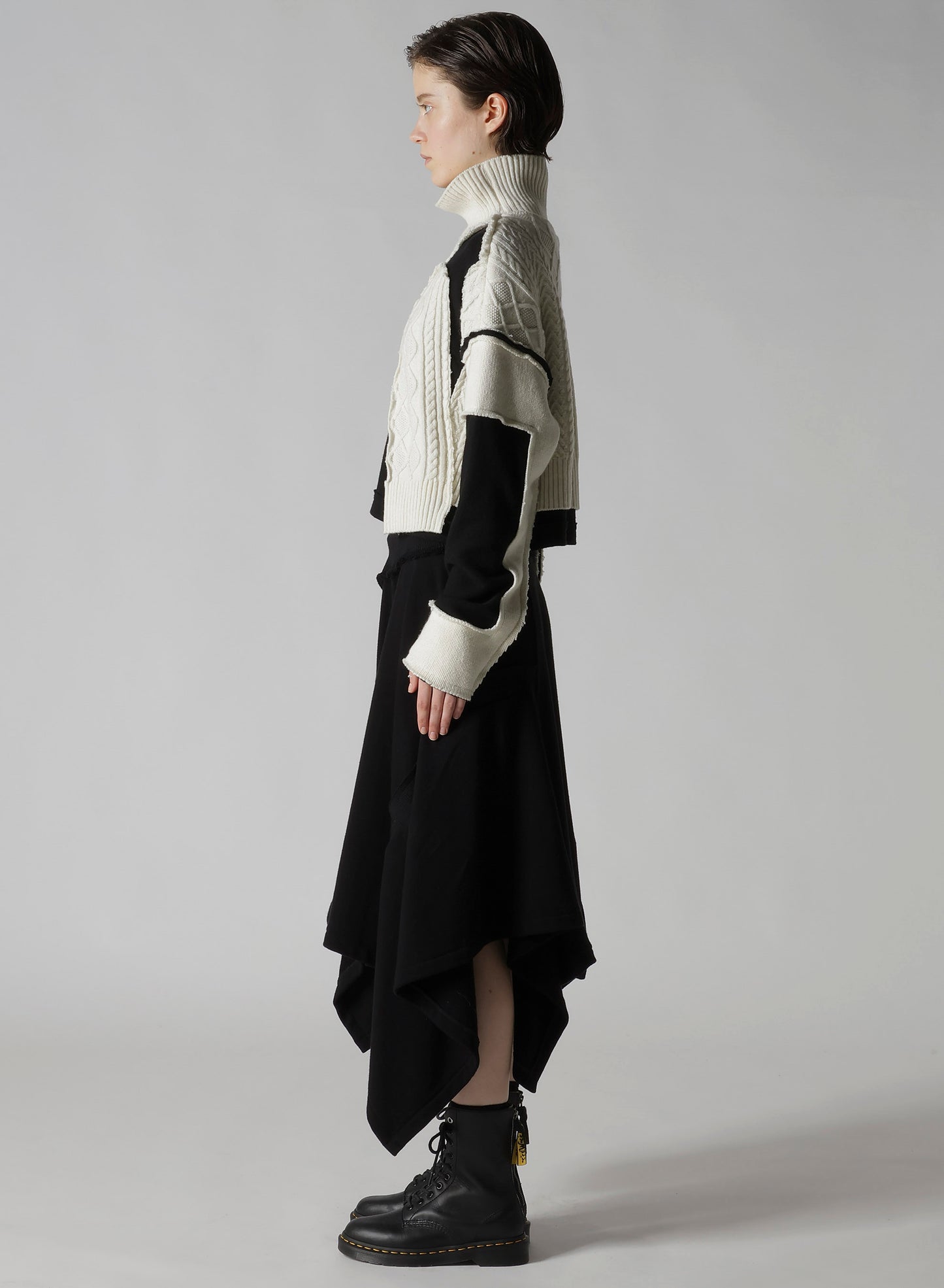 DECONSTRUCTED DESIGN CABLE KNIT PULLOVER