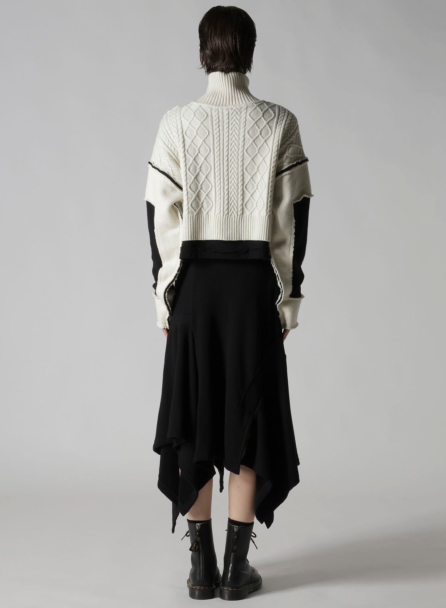 DECONSTRUCTED DESIGN CABLE KNIT PULLOVER