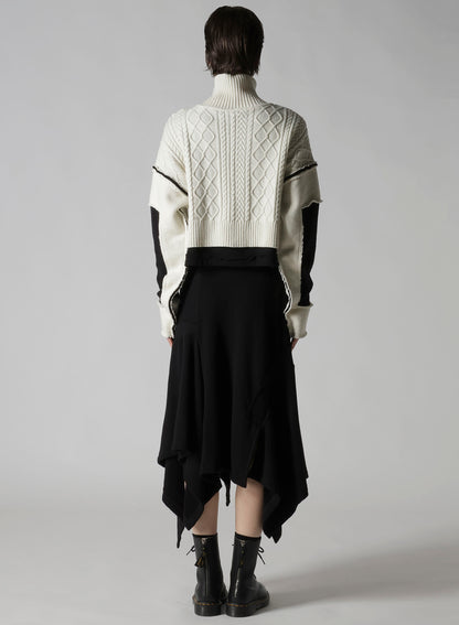 DECONSTRUCTED DESIGN CABLE KNIT PULLOVER