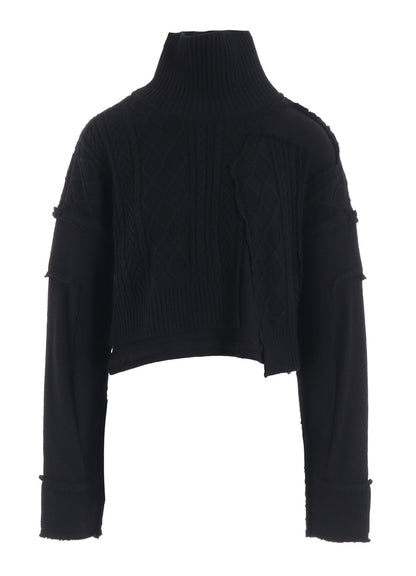 DECONSRUCTED DESIGN CABLE KNIT PULLOVER