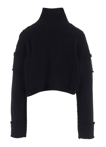 DECONSRUCTED DESIGN CABLE KNIT PULLOVER