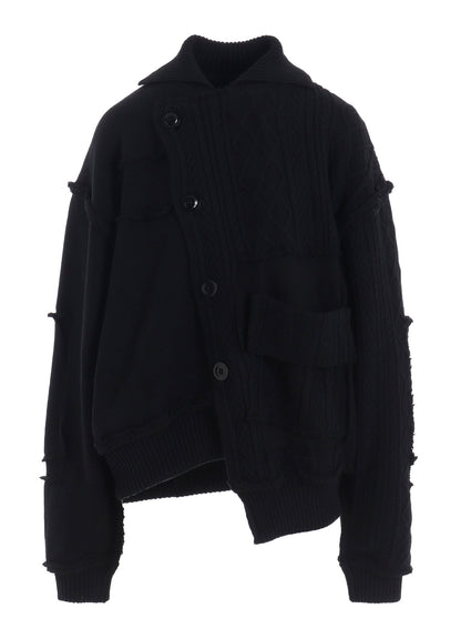 DECONSTRUCTED DESIGN CABLE KNIT CARDIGAN
