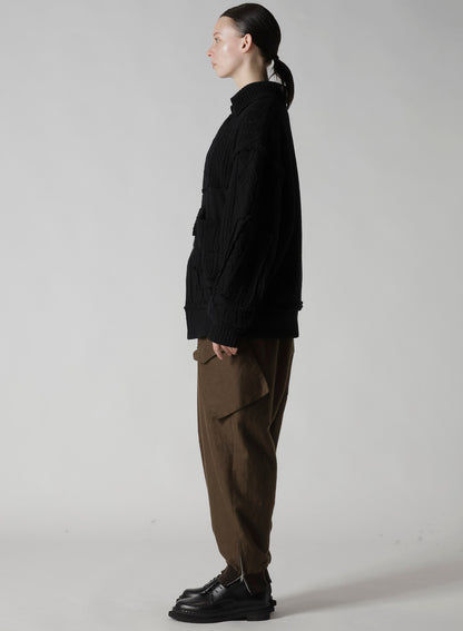 DECONSTRUCTED DESIGN CABLE KNIT CARDIGAN