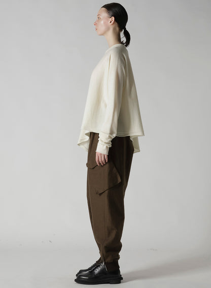 WOOL ASYMMETRIC CREW NECK PULLOVER