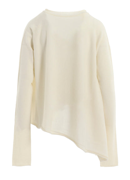 WOOL ASYMMETRIC CREW NECK PULLOVER