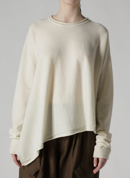 WOOL ASYMMETRIC CREW NECK PULLOVER