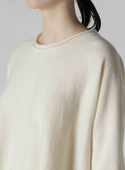 WOOL ASYMMETRIC CREW NECK PULLOVER