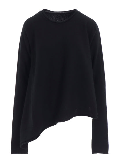 WOOL ASYMMETRIC CREW NECK PULLOVER